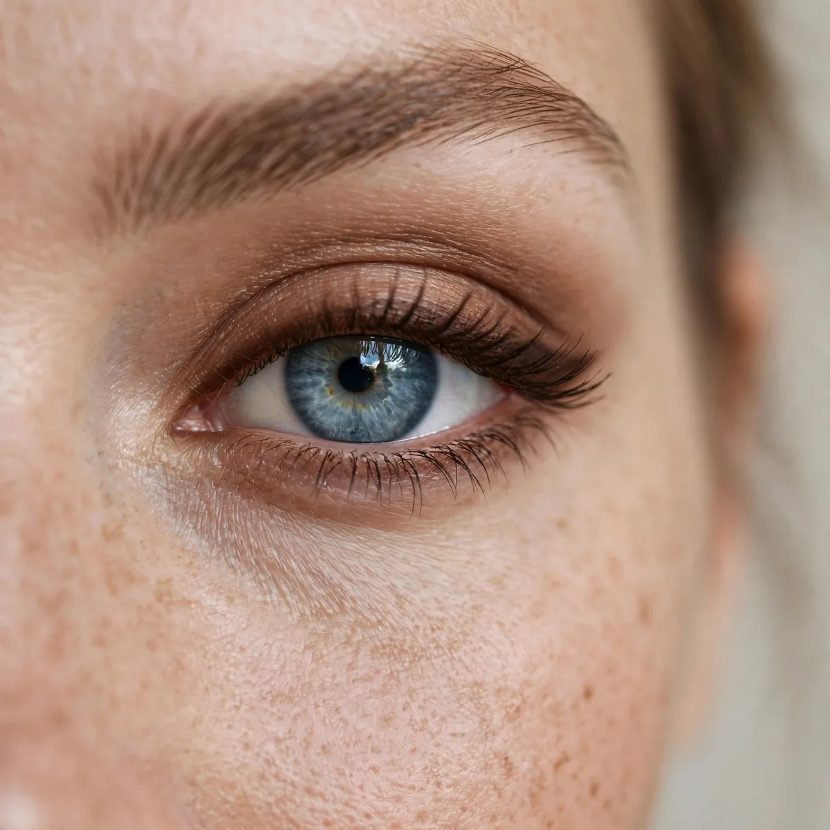 Blue eye with espresso brown eyeliner
