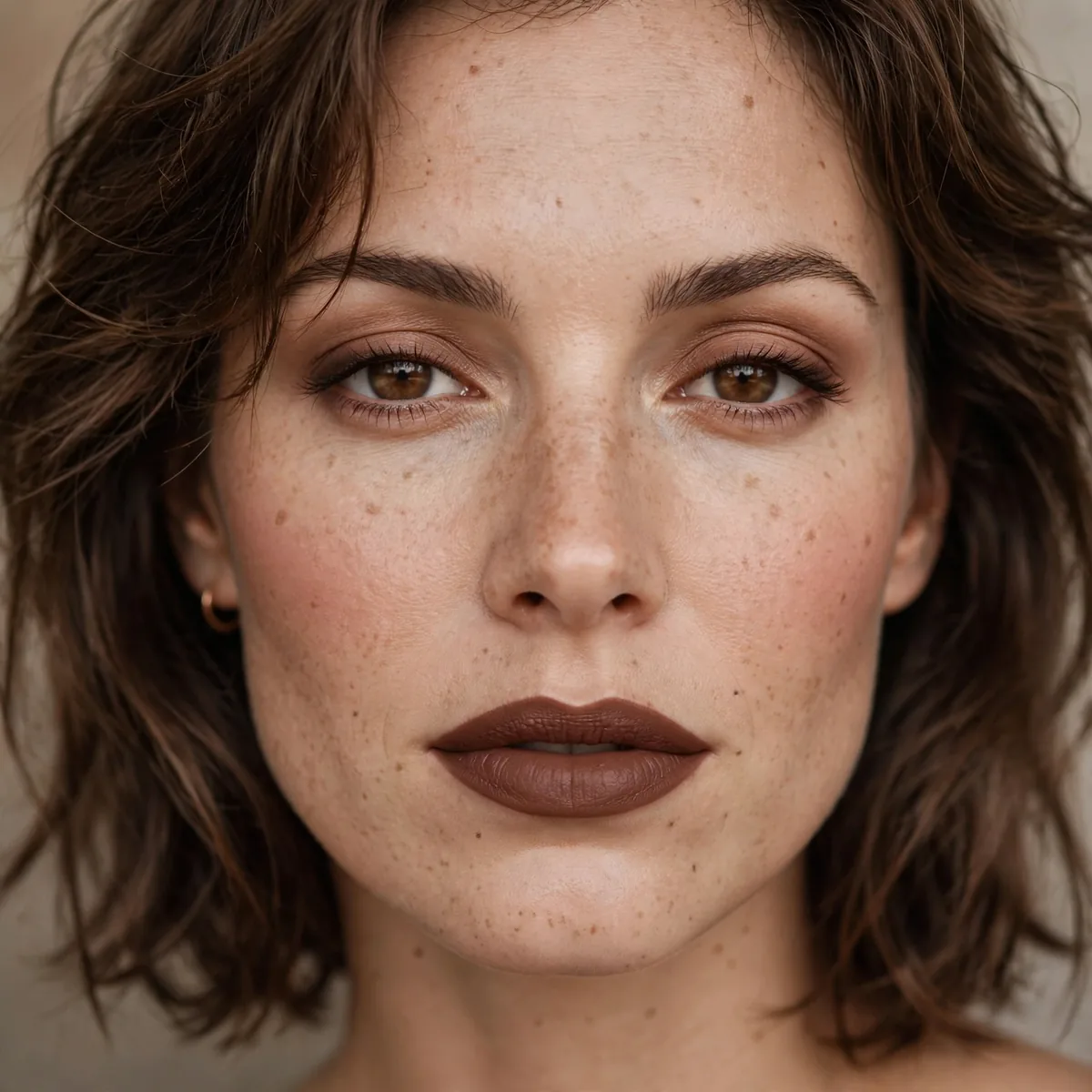 Brown matte lipstick 90s look