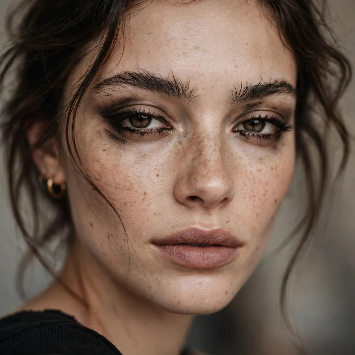 Natural undone brows grunge style