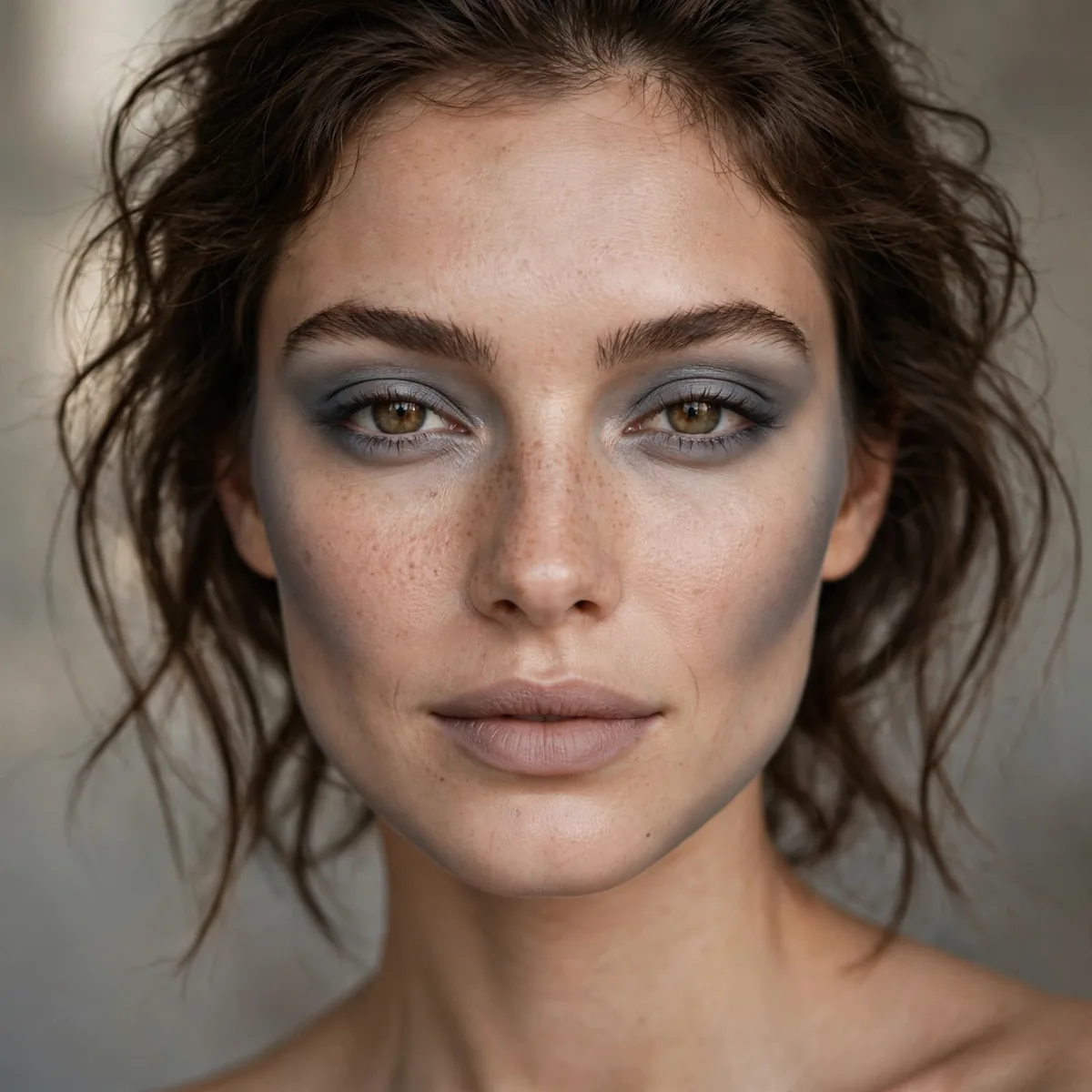 Cool grey contour grunge makeup