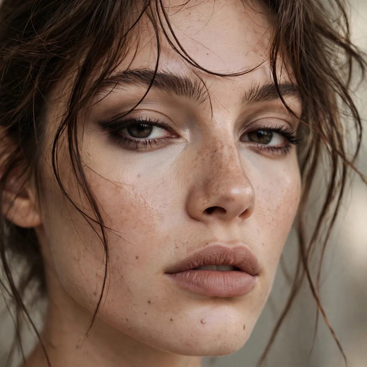 Minimal concealer base grunge look