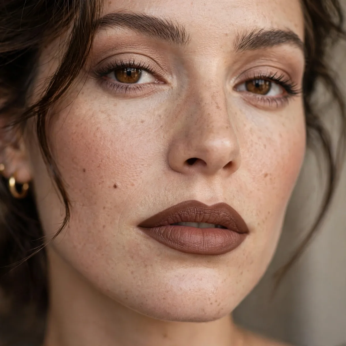 Overlined brown lips 90s style