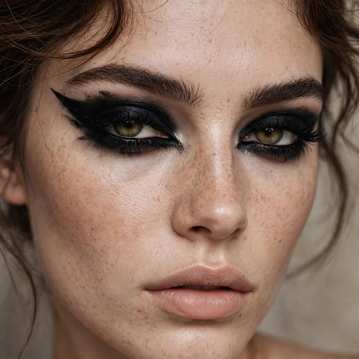 Thick black winged liner grunge