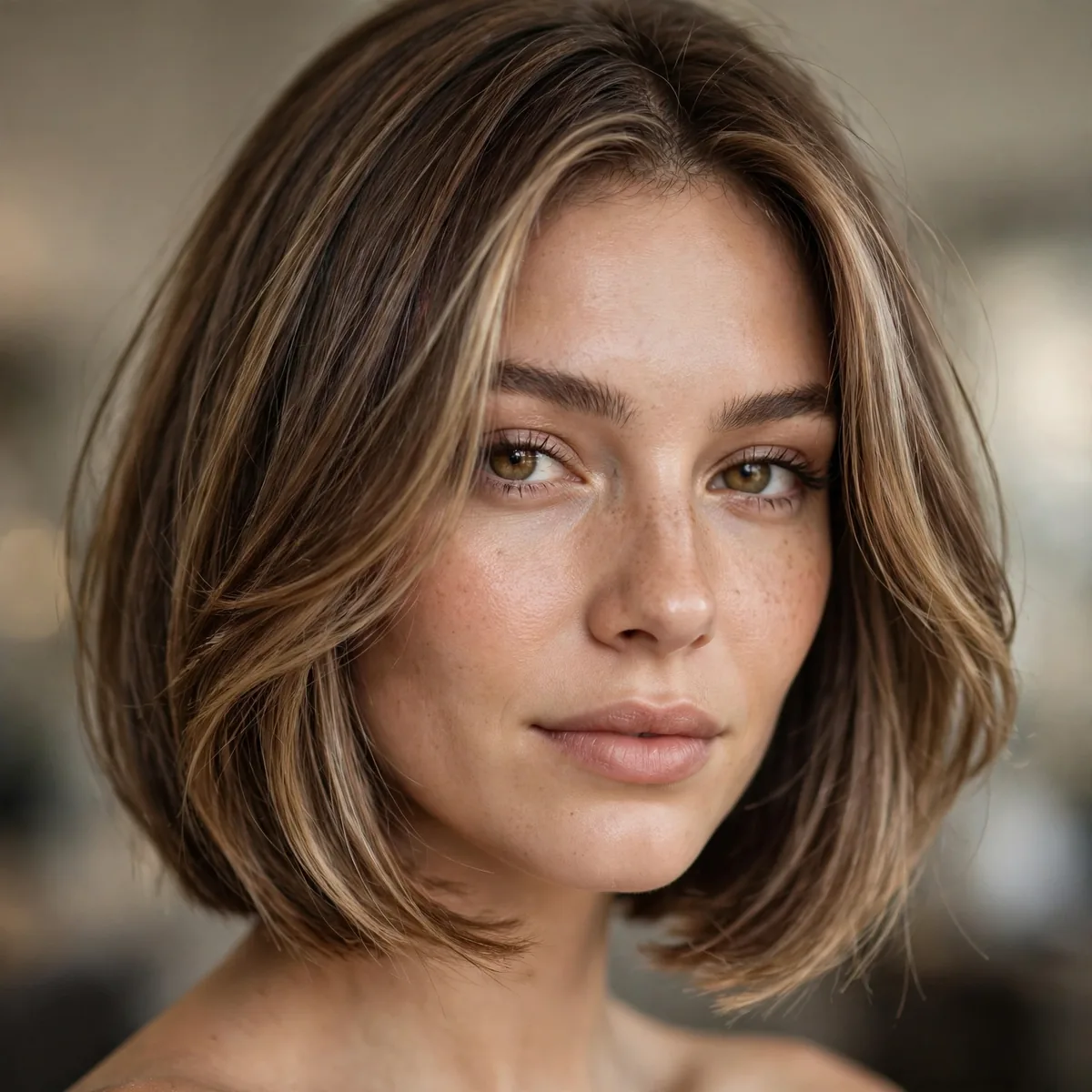 A-line bob with soft face framing layers in front