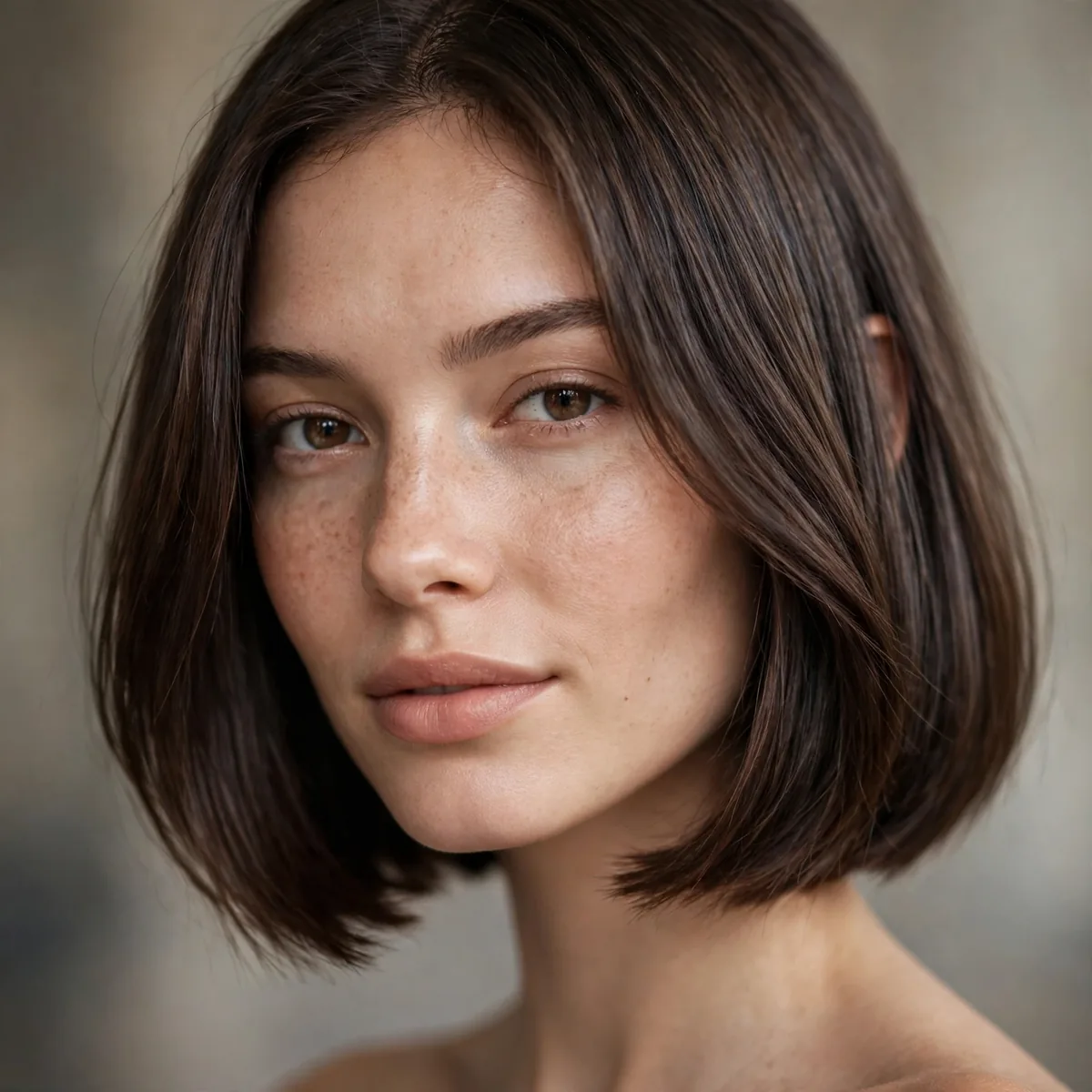 Shorter A-line bob at chin length