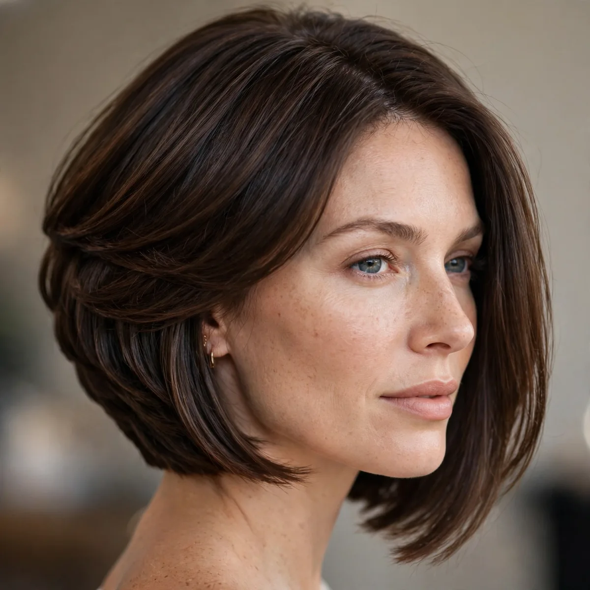 Graduated A-line bob with smooth stacked back