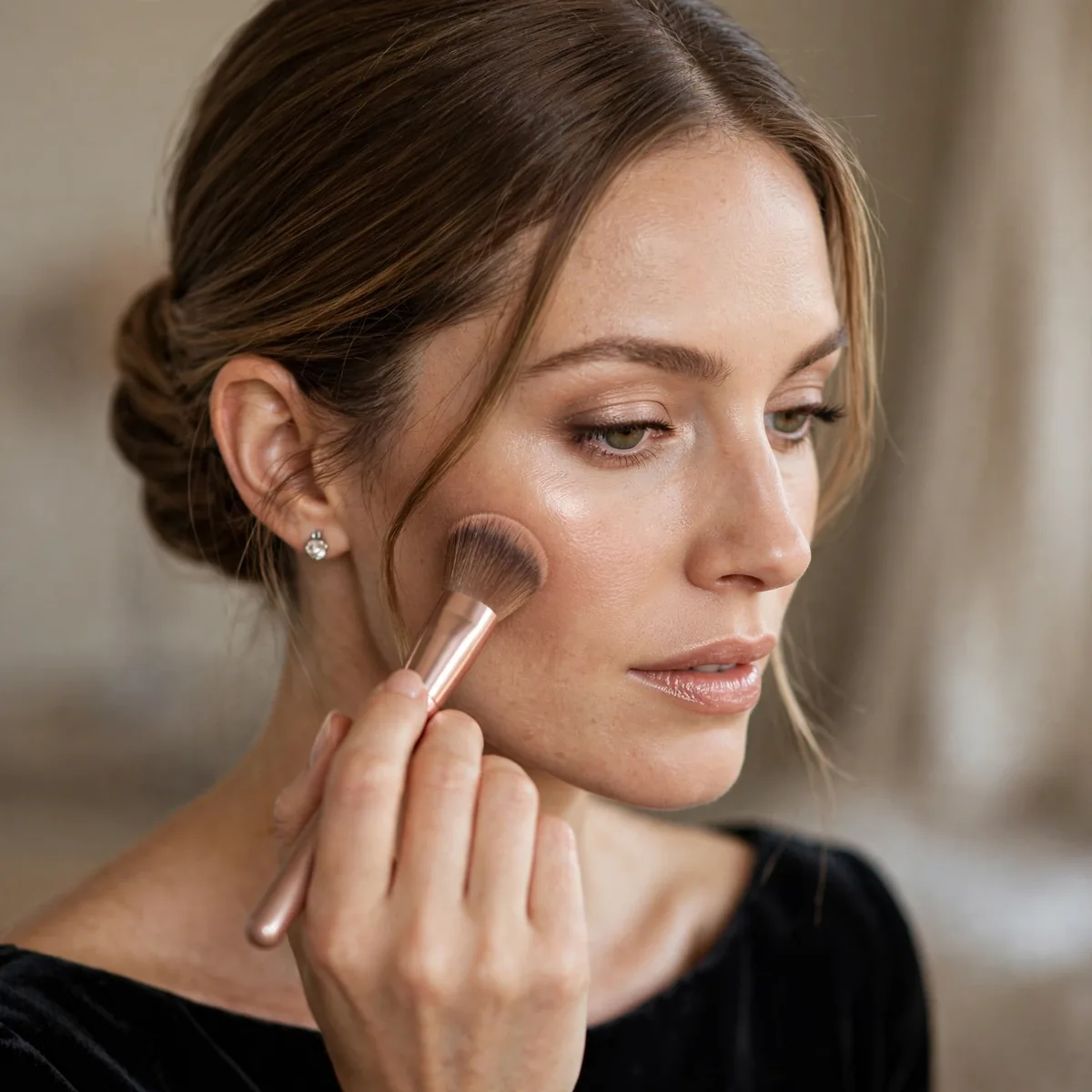 Touching up makeup for after party