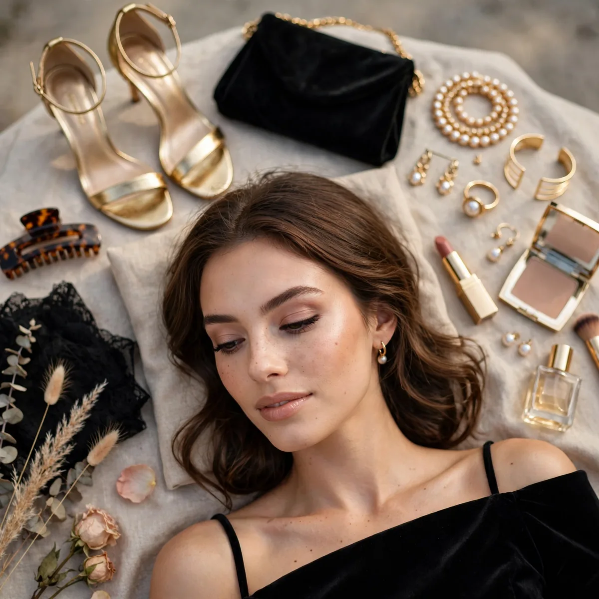 After party outfit flat lay
