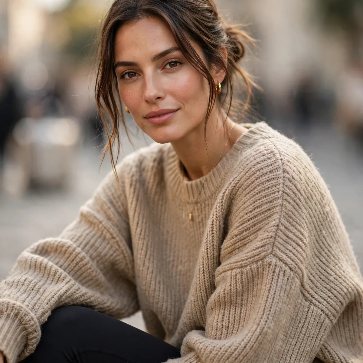 Leggings with oversized sweater travel