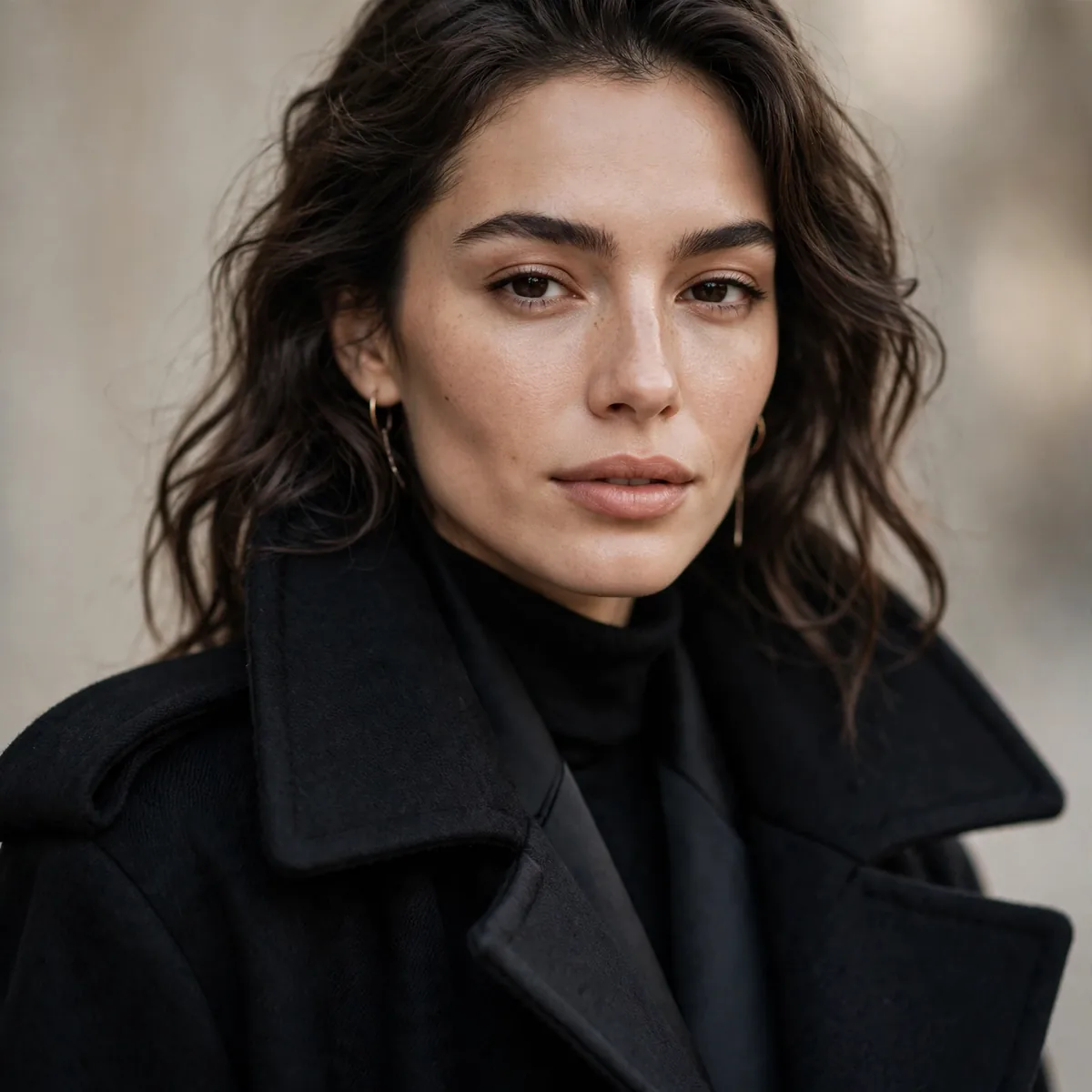 Dramatic black coat outfit