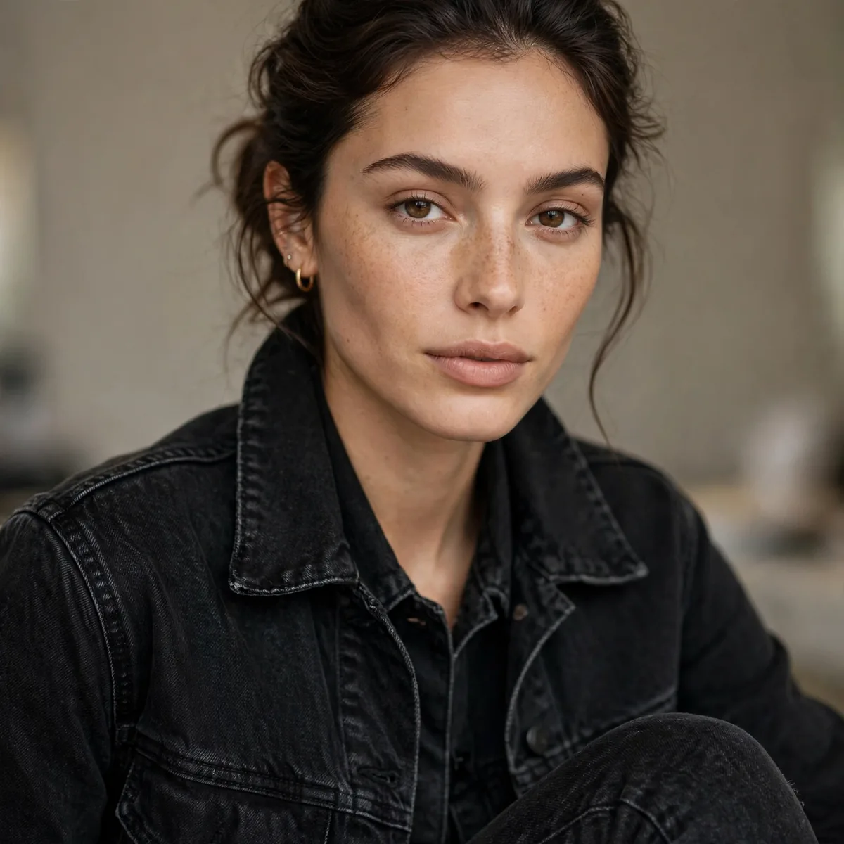 Black denim jacket and jeans