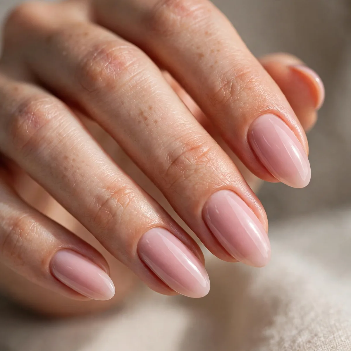 Soft pink almond nails