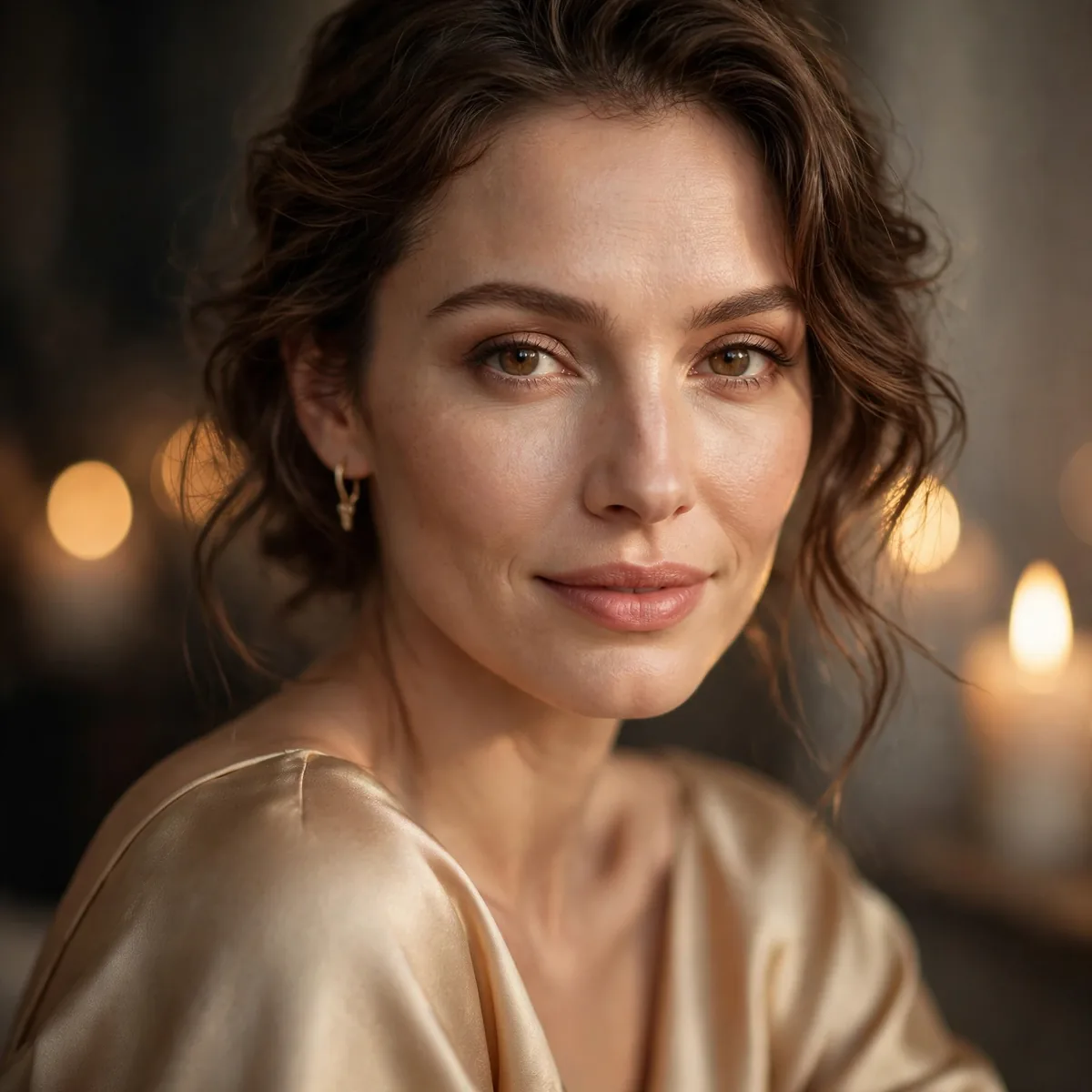 Silk dress in candlelight