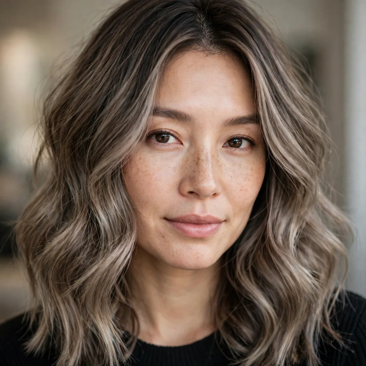 Mushroom ash brown balayage blend