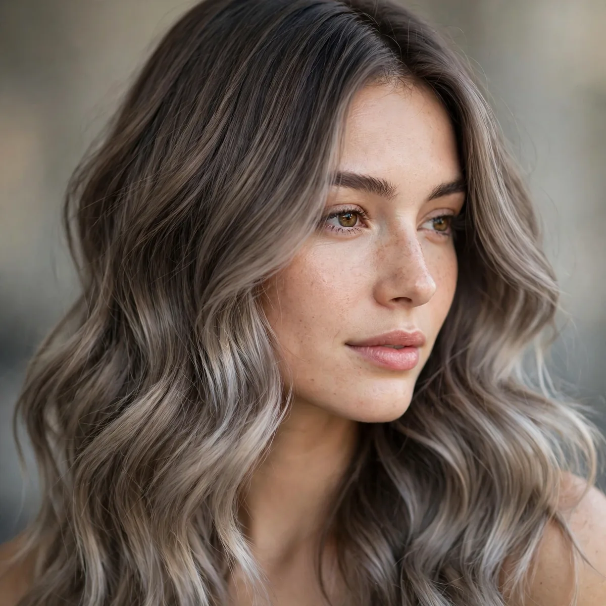 Ash brown ombre with cool tones