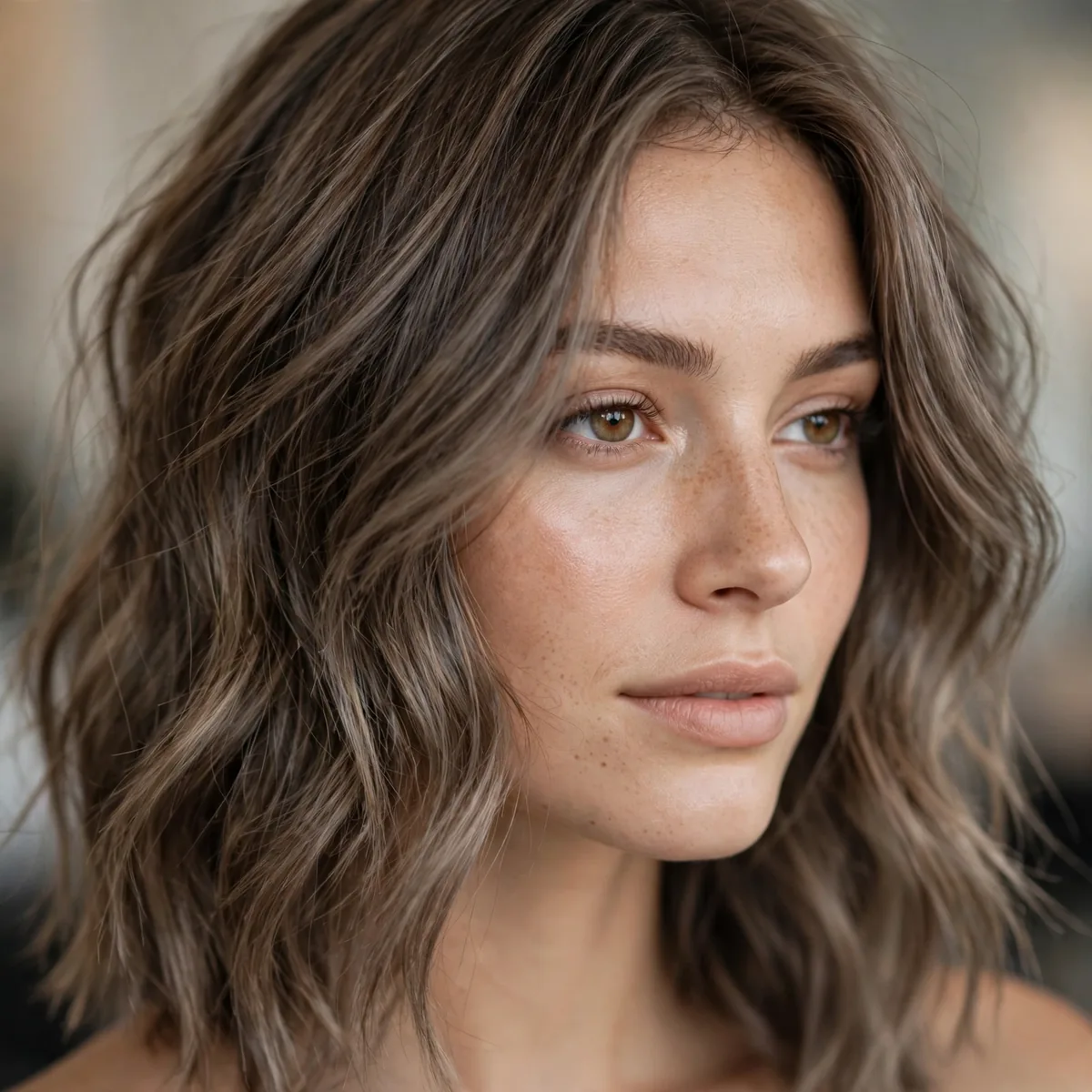 Ash brown balayage on medium brown base
