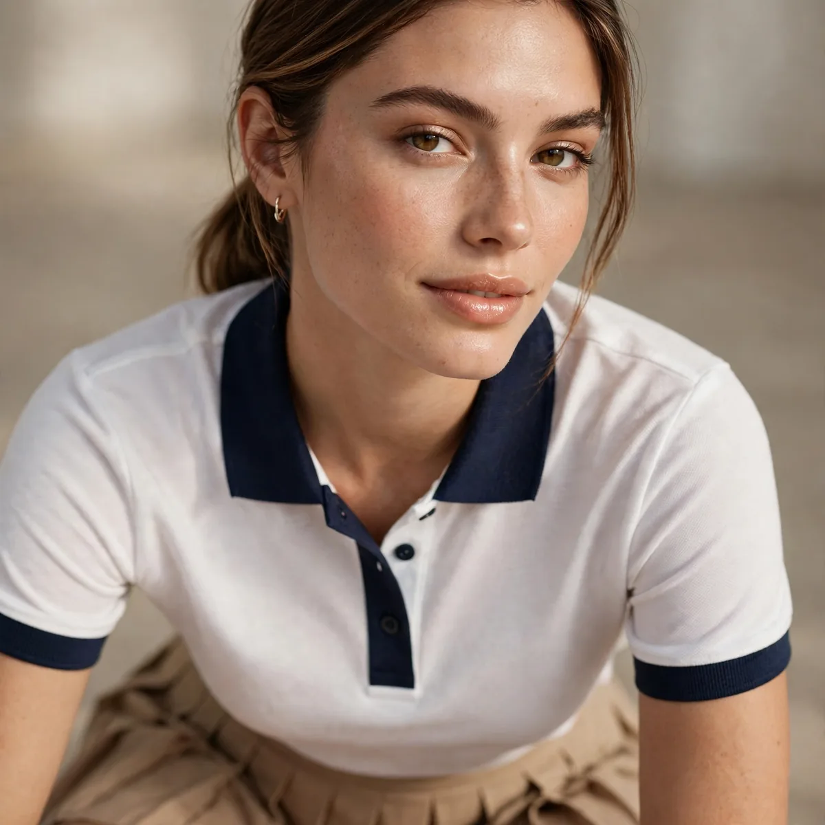 Sporty polo with pleated skort