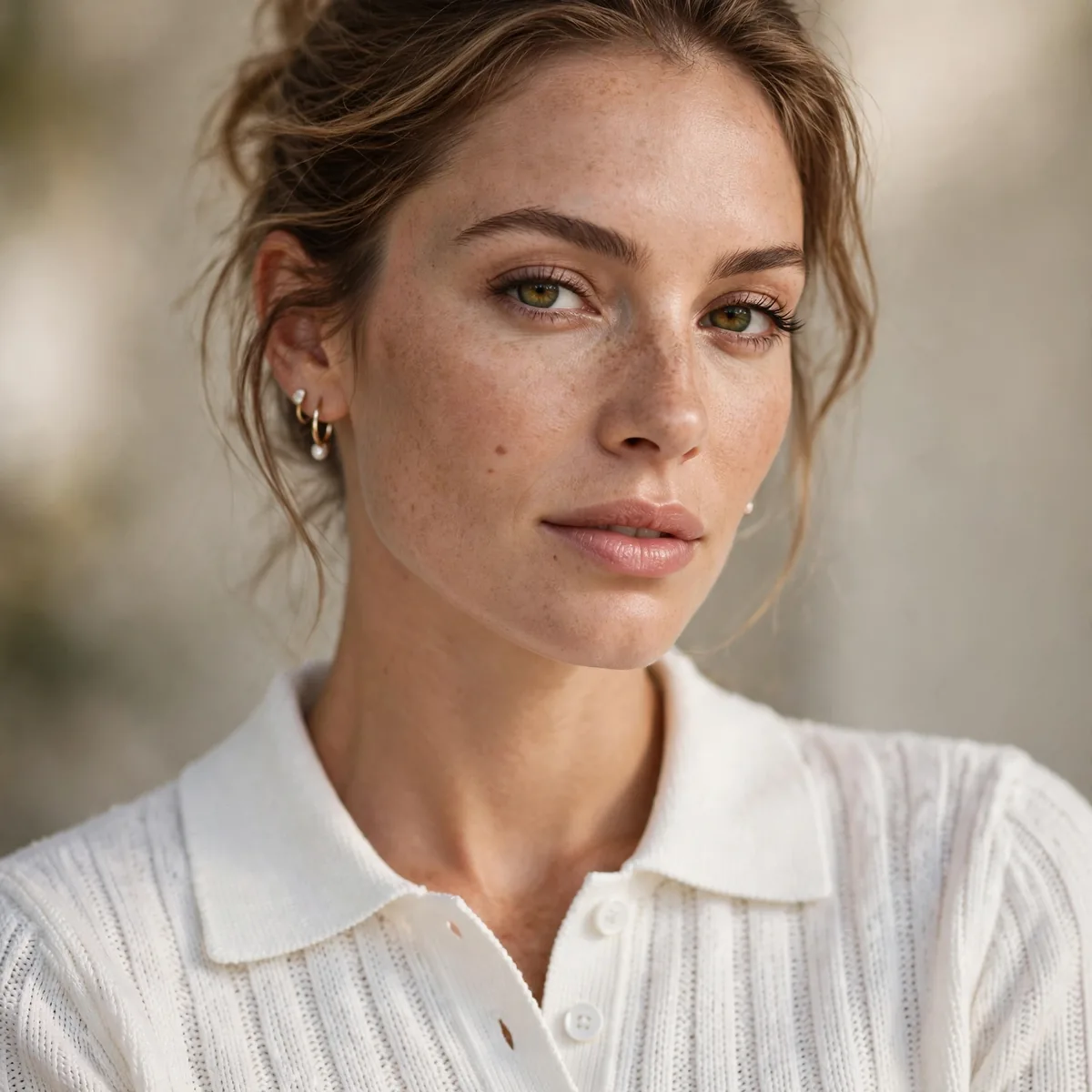 White tennis outfit with knit polo