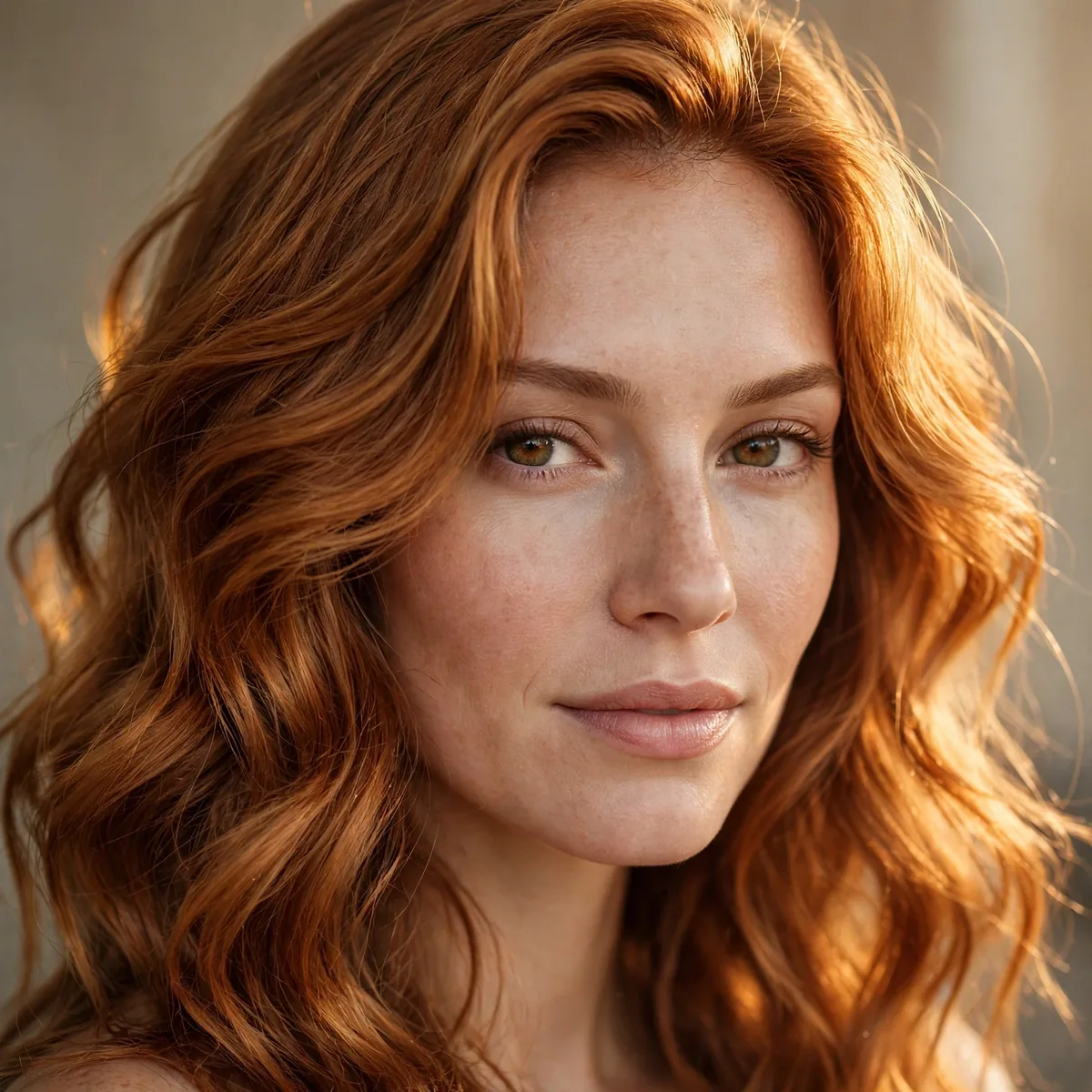 Golden auburn hair with warm glow