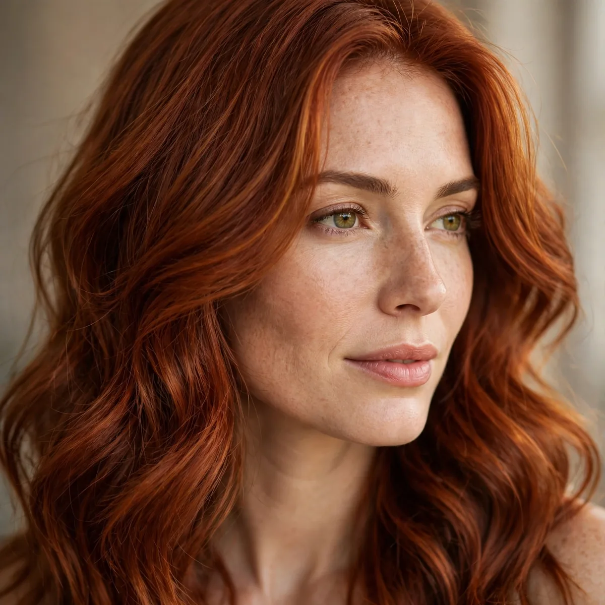 Bright vibrant auburn hair color