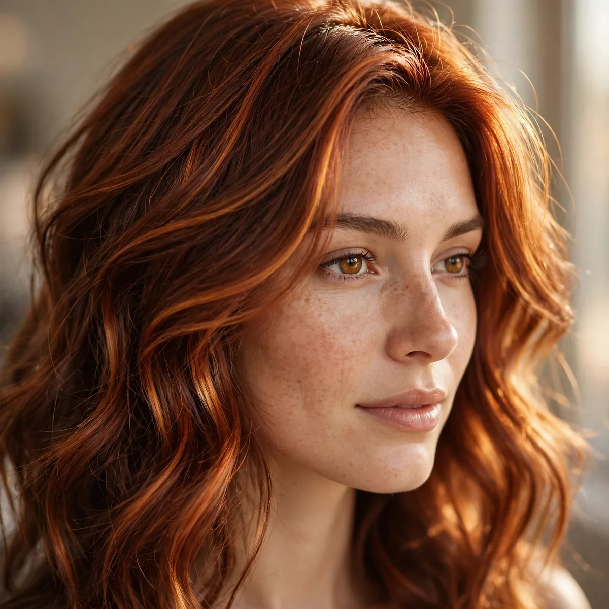 Auburn hair with copper highlights