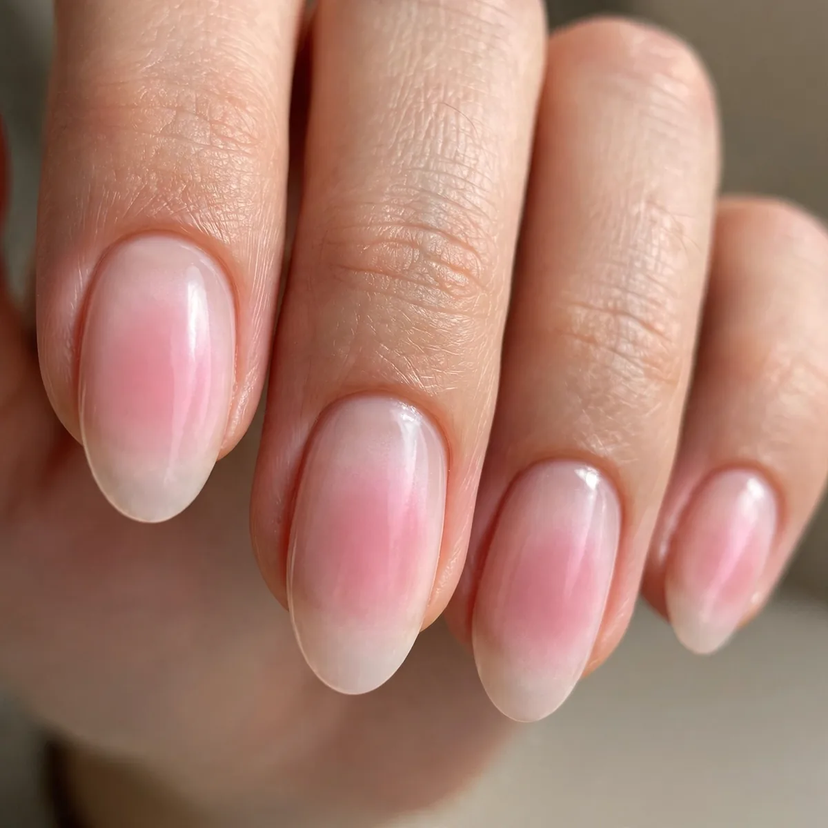 Soft blush pink aura nails