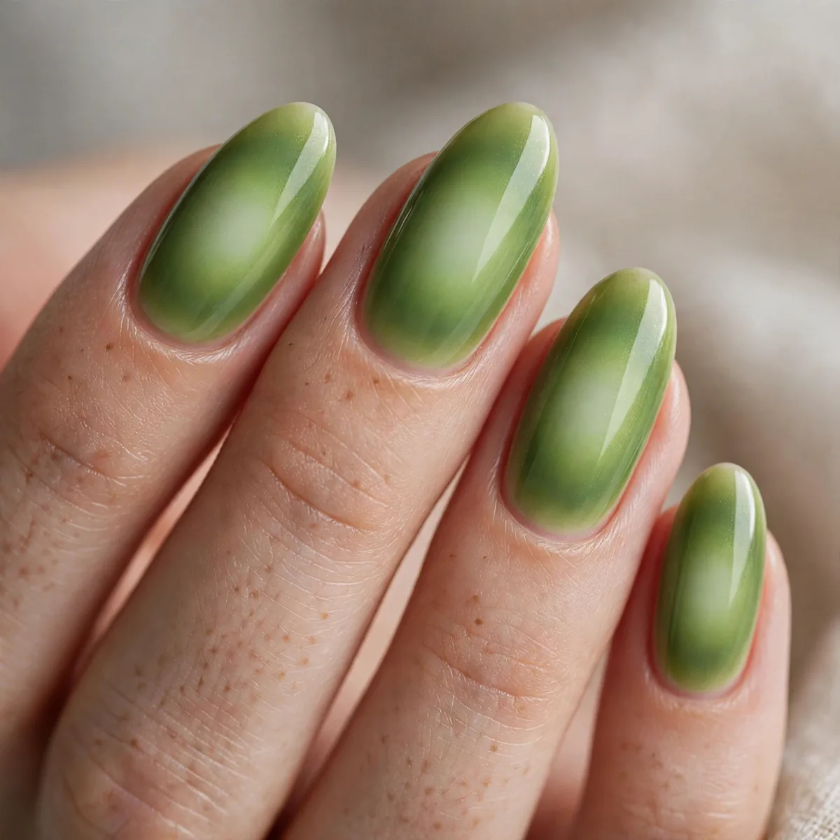Green matcha aura nails