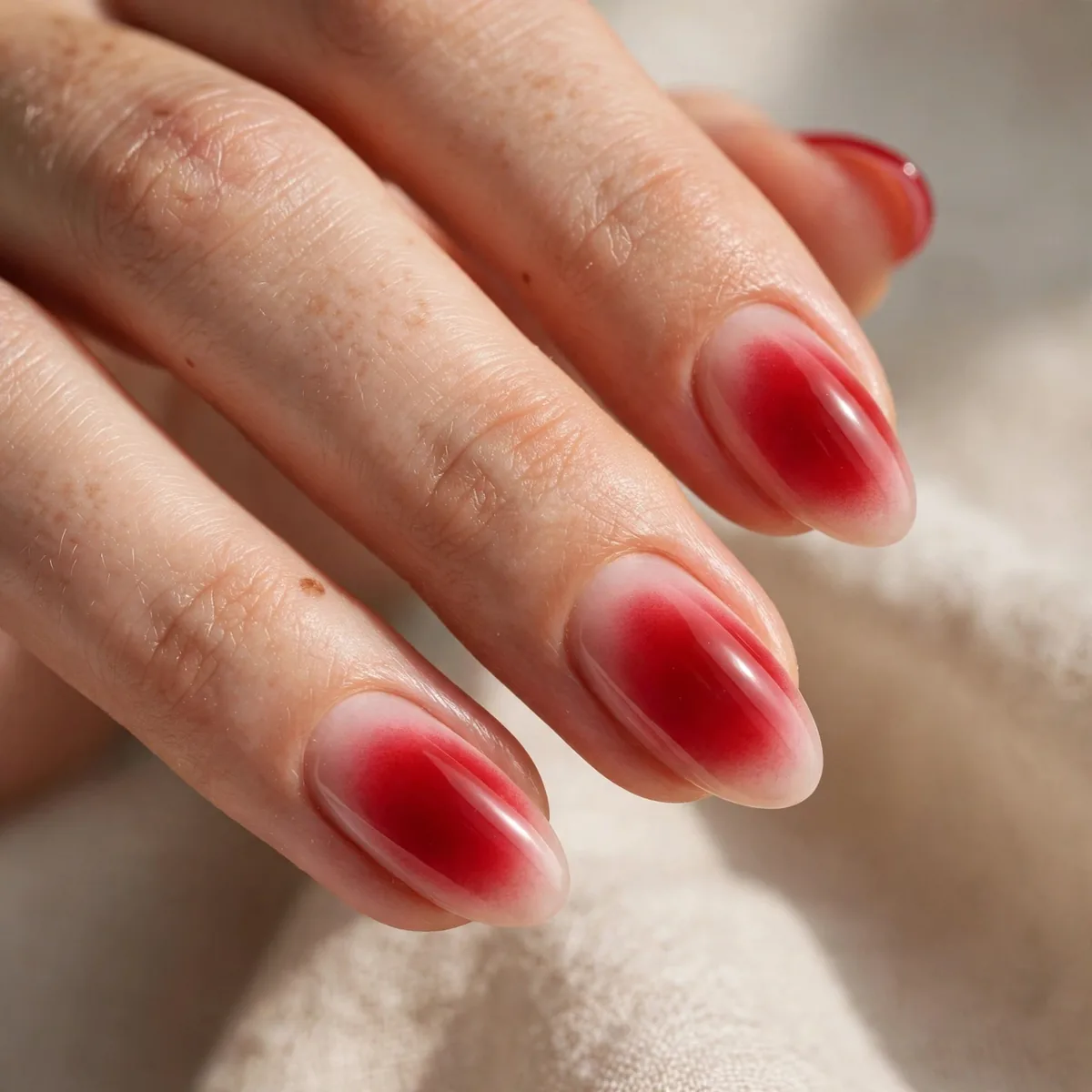 Cherry red aura nails