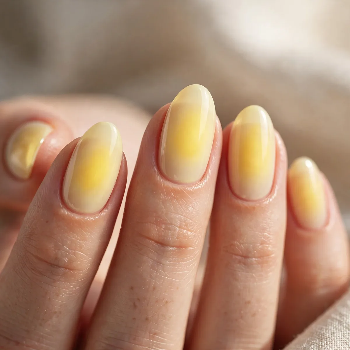 Buttery yellow aura nails