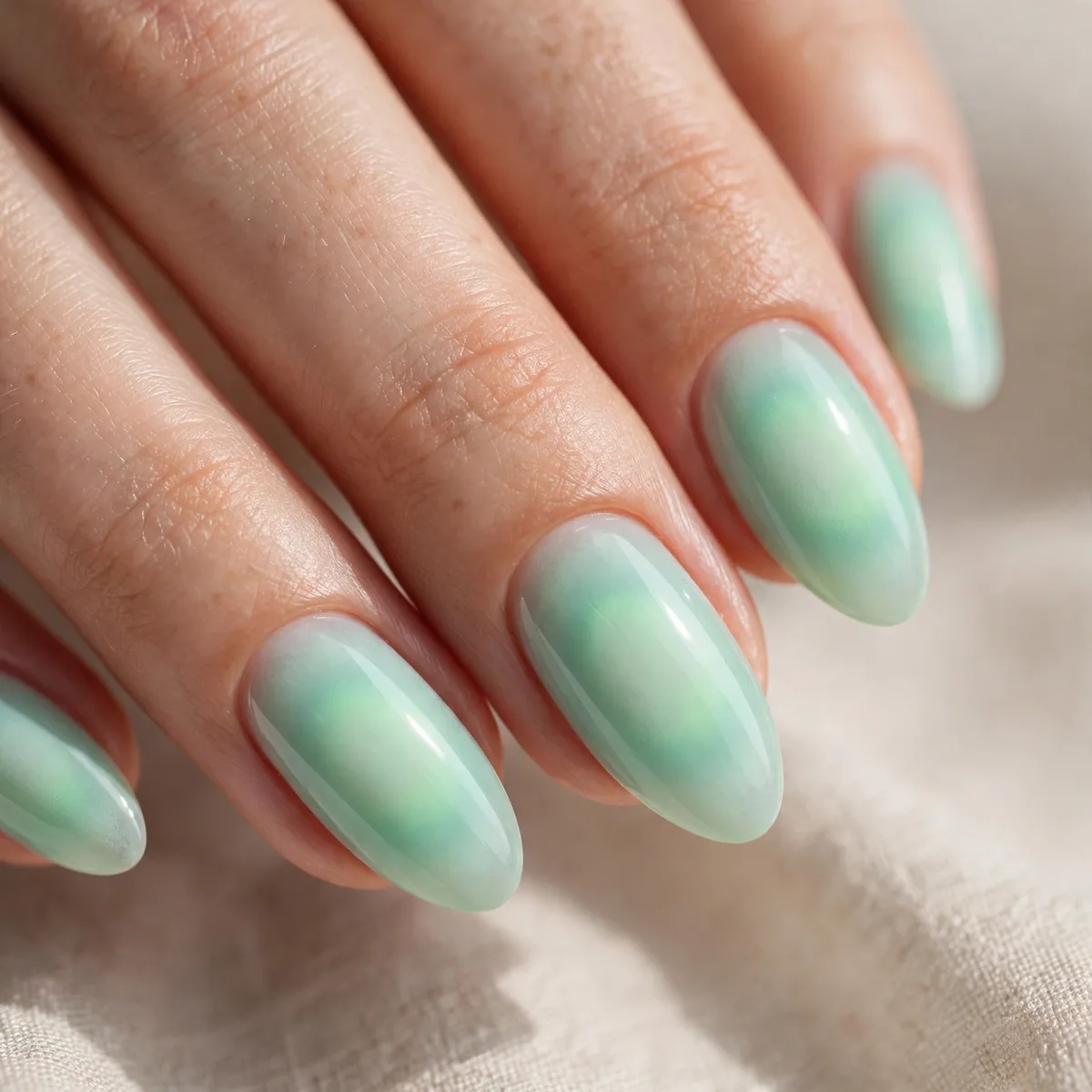 Mint green aura nails