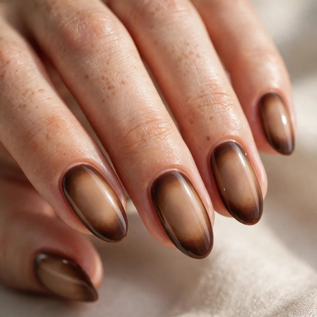 Brown espresso aura nails