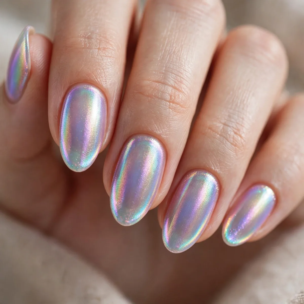 Iridescent shimmer aura nails