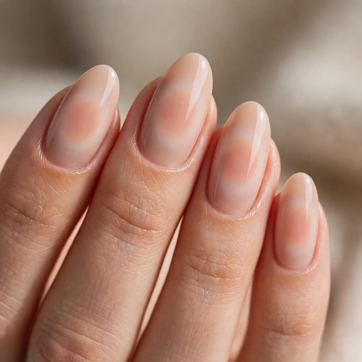 Nude tone aura gradient nails