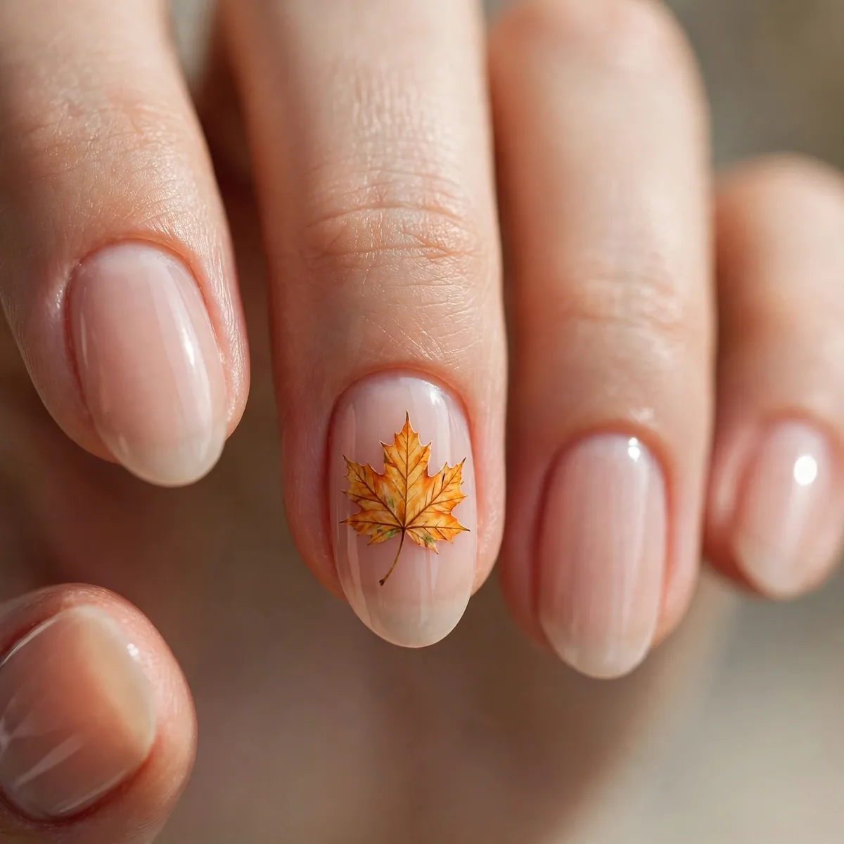 Single maple leaf nail art