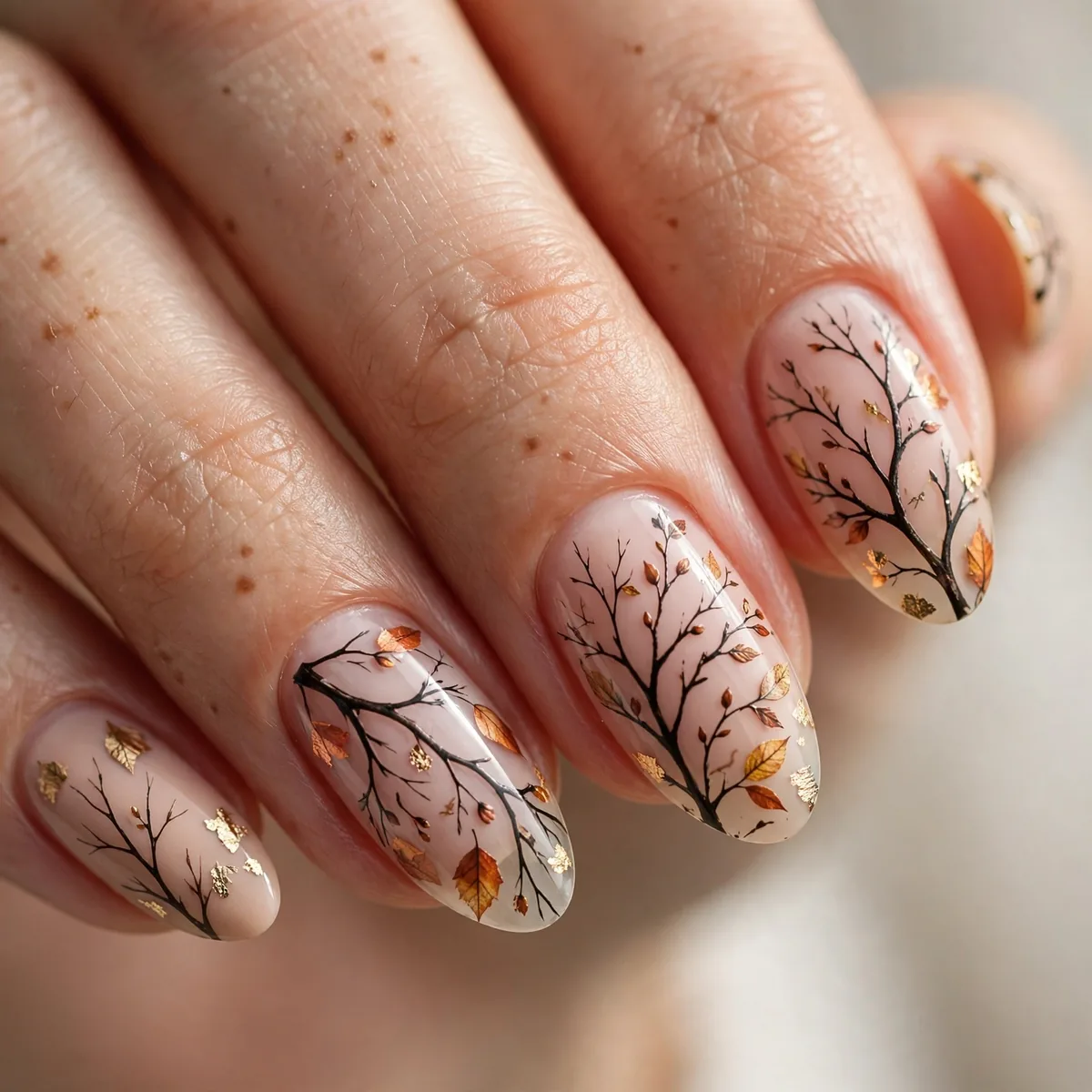 Bare branch autumn nail art