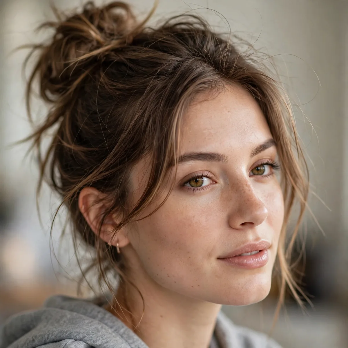 Casual messy bun for school