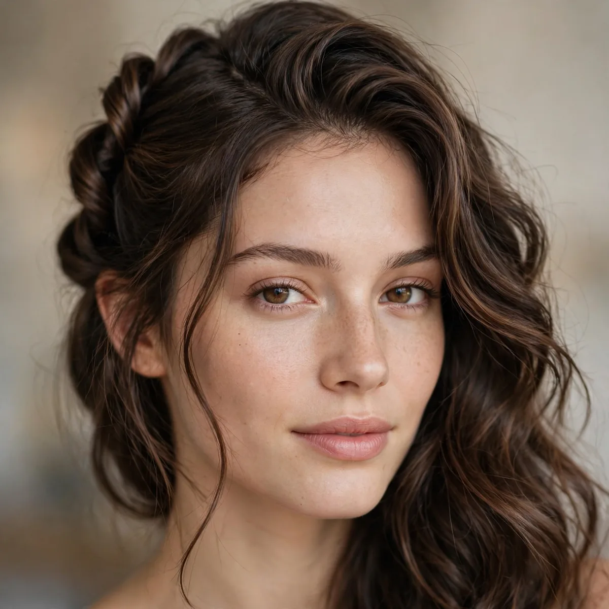 Half-up hairstyle with twisted sections
