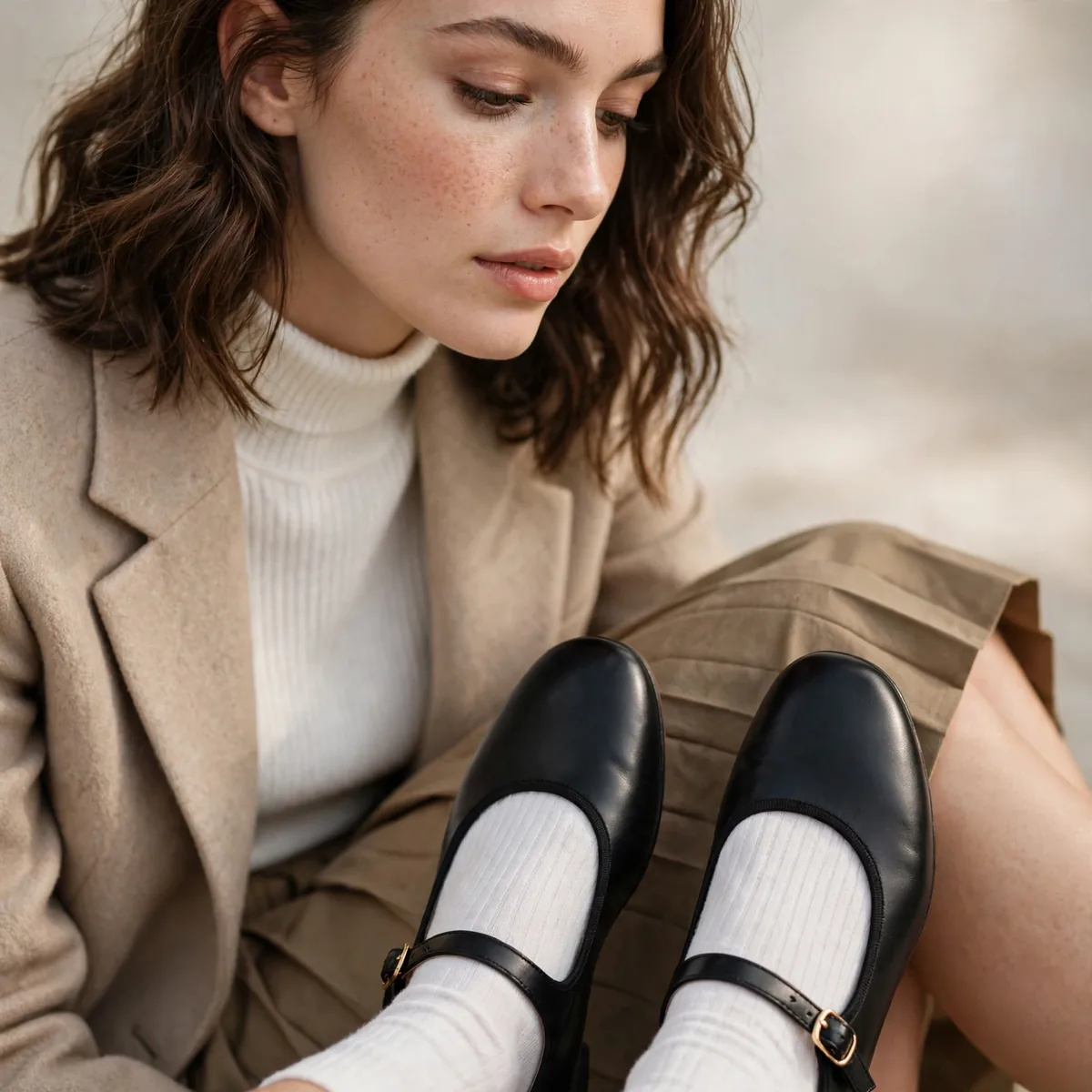 Mary Jane flats with socks