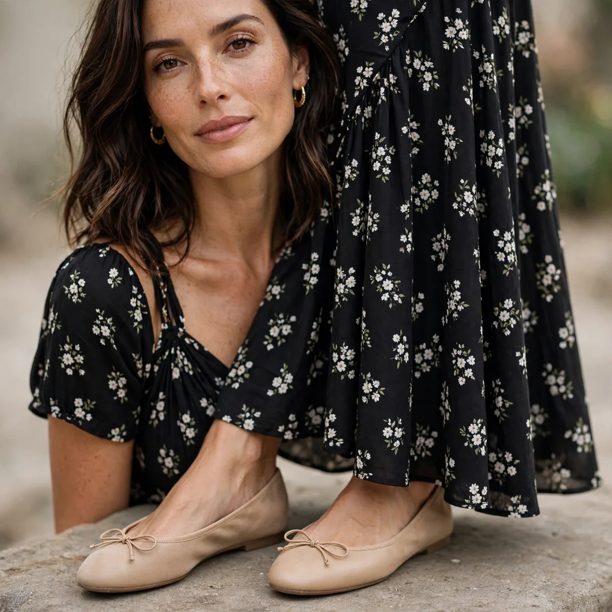 Ballet flats with maxi dress