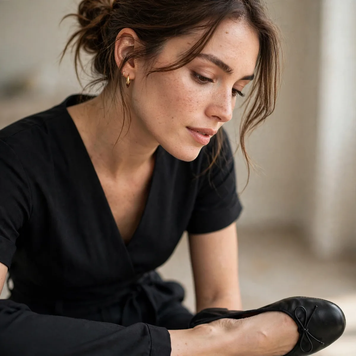 Ballet flats with black jumpsuit