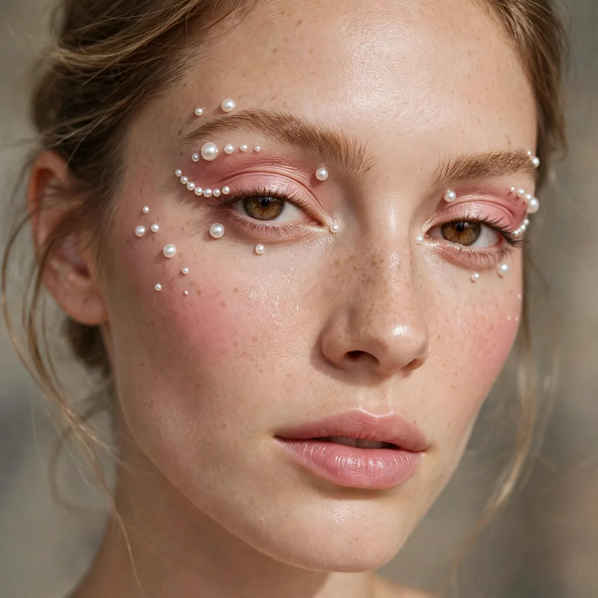 Pearl accents balletcore makeup