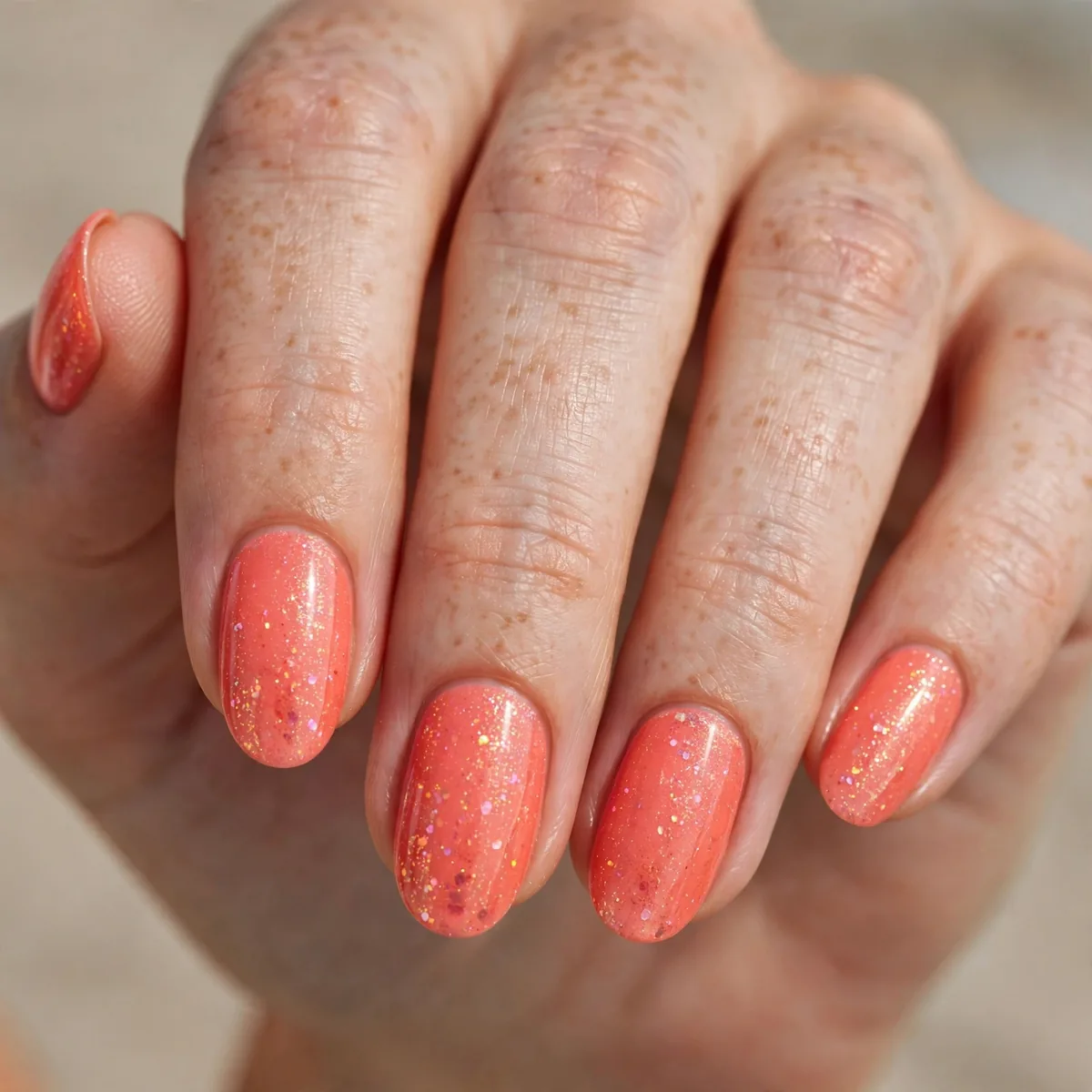Coral reef beach nail polish