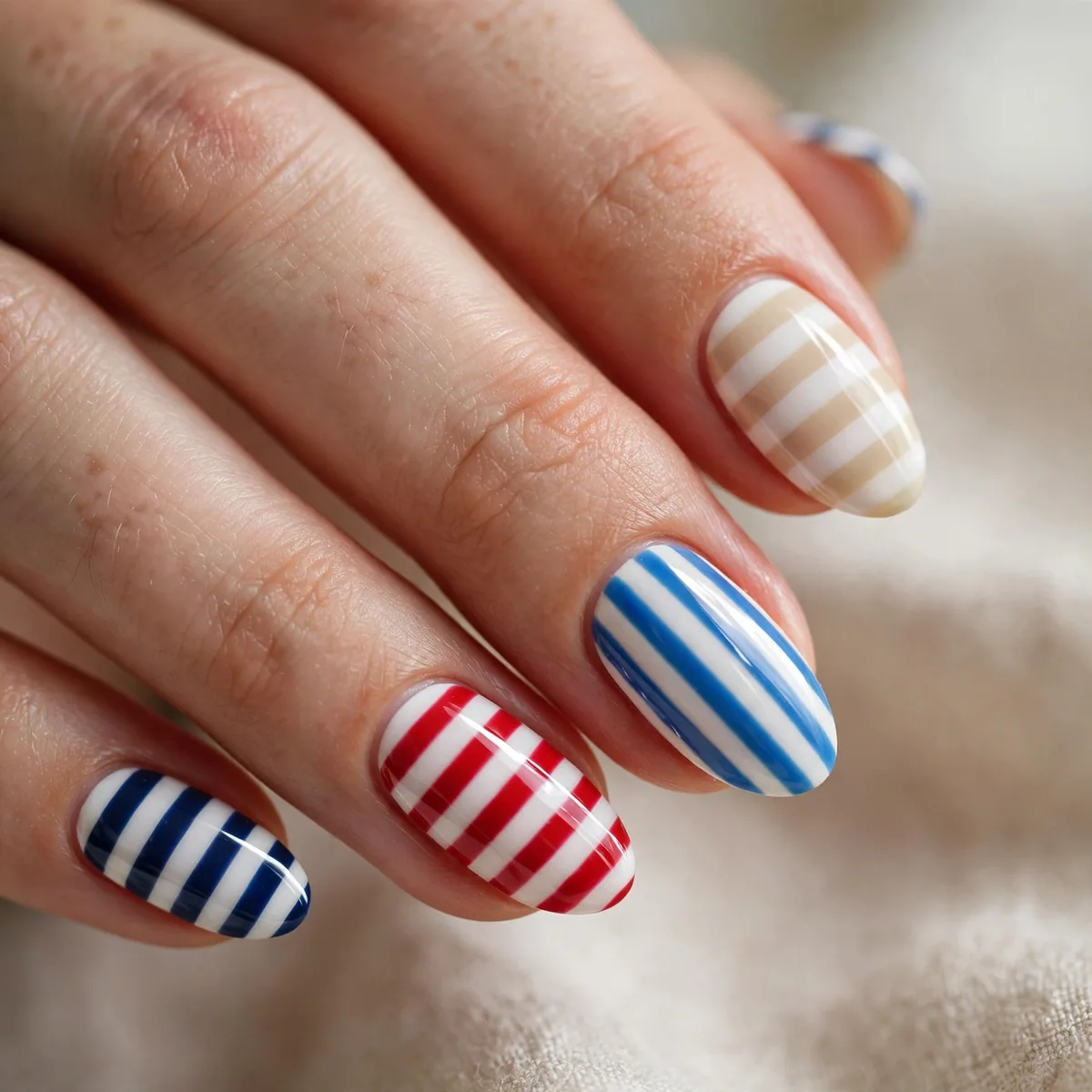 Beach umbrella stripe nail art