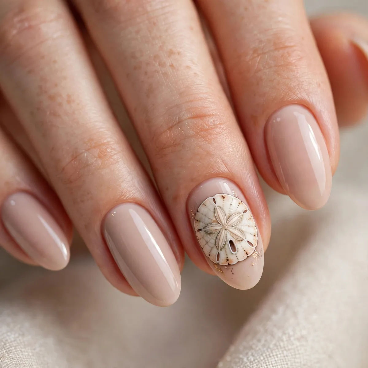 Sand dollar accent beach nail