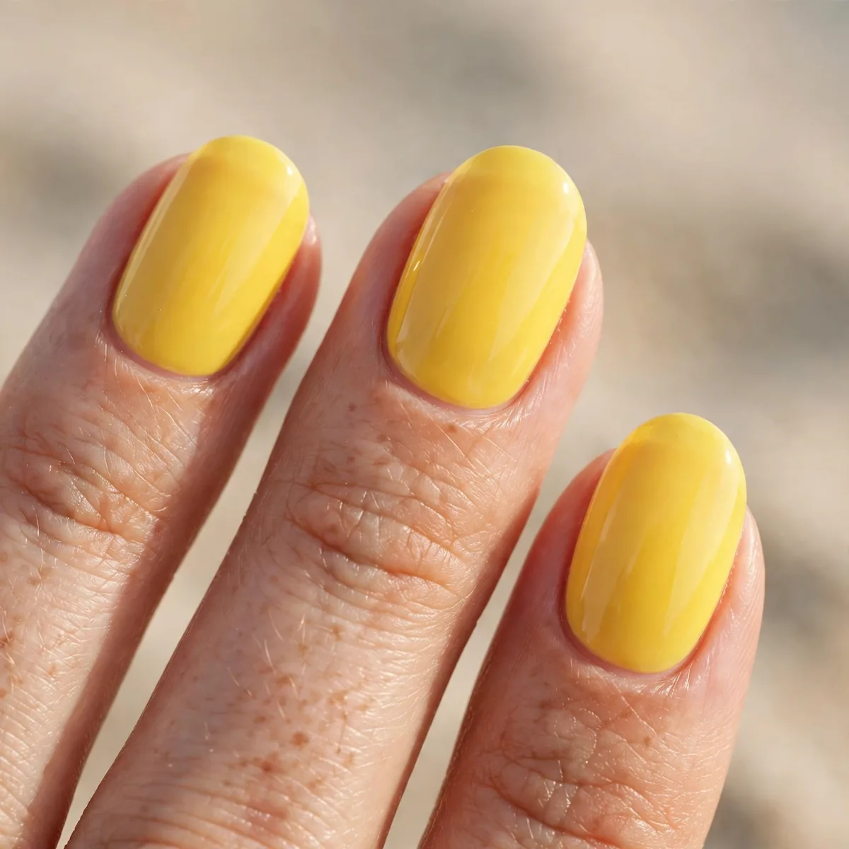 Sunshine yellow beach nail polish