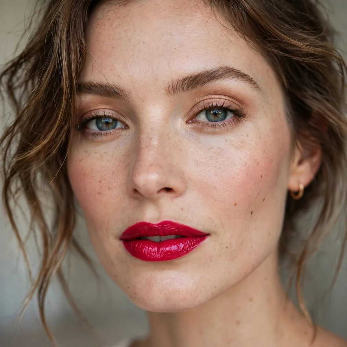 Bright cranberry lipstick