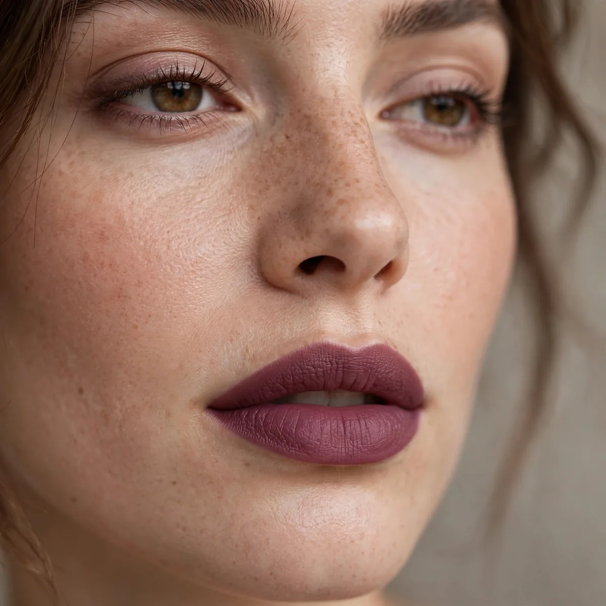 Muted plum berry lipstick