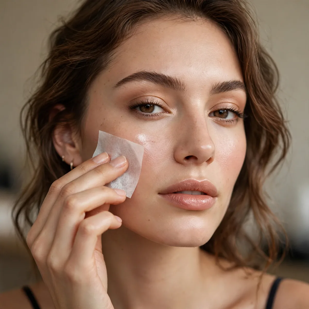 Blotting before powder touch up