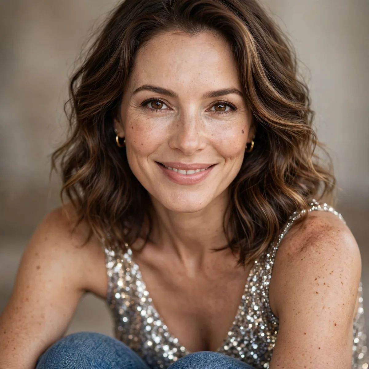 Sparkly top with jeans birthday