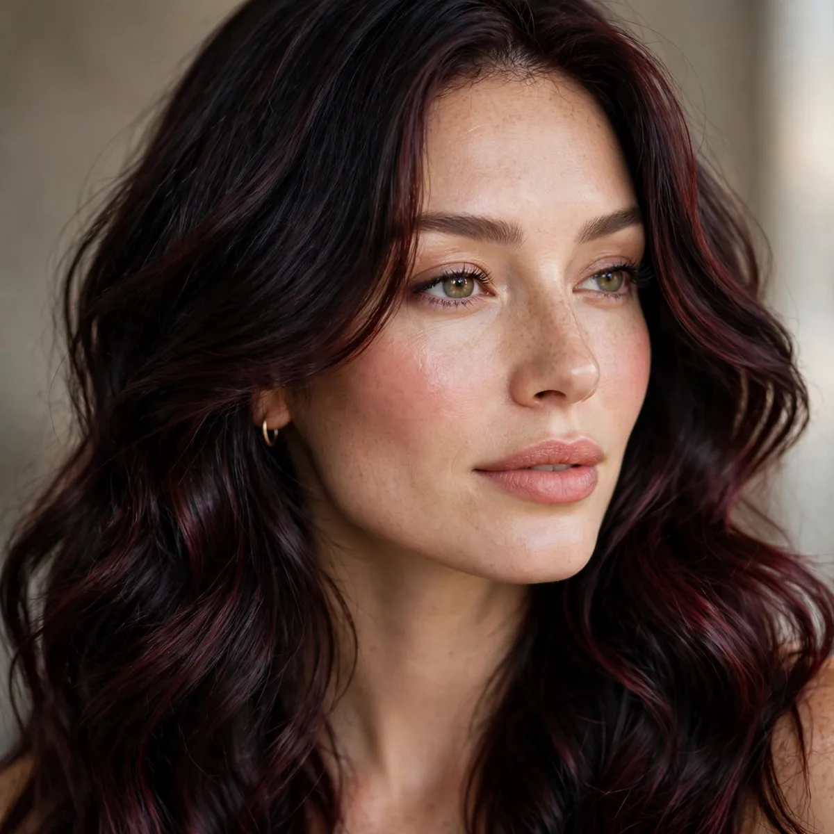 Glossy black cherry hair color